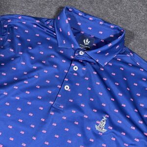 Donald Ross Sport Polo Shirt Mens M Blue American Flag USA Golf Performance